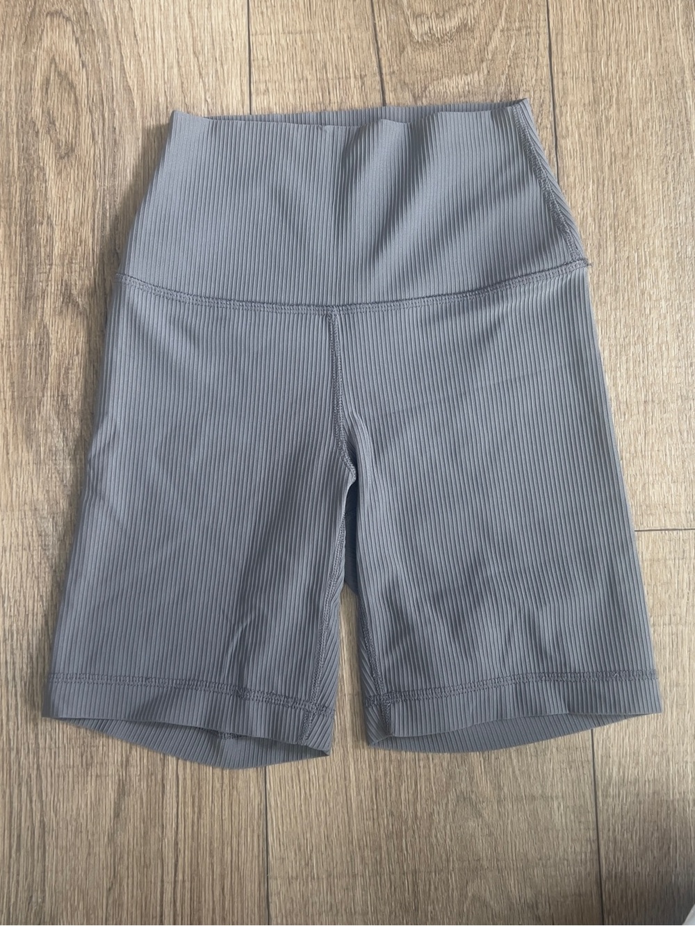 90 Degree By Reflex High-Waist Ribbed Bike Shorts - Gray